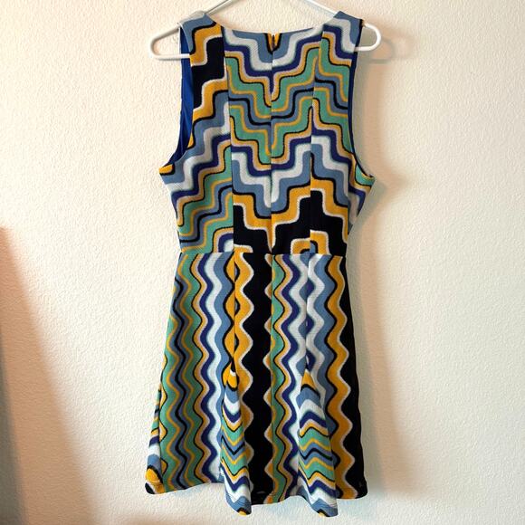 Ramy Brook Mini Dress Blue Green Mod Size 10 Large NWT Missoni-Inspired Resort - Picture 4 of 9